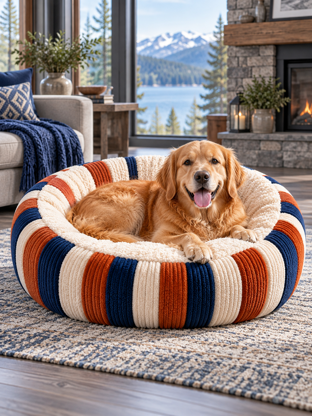 Lounger Pet Bed – Striped Lounge Style