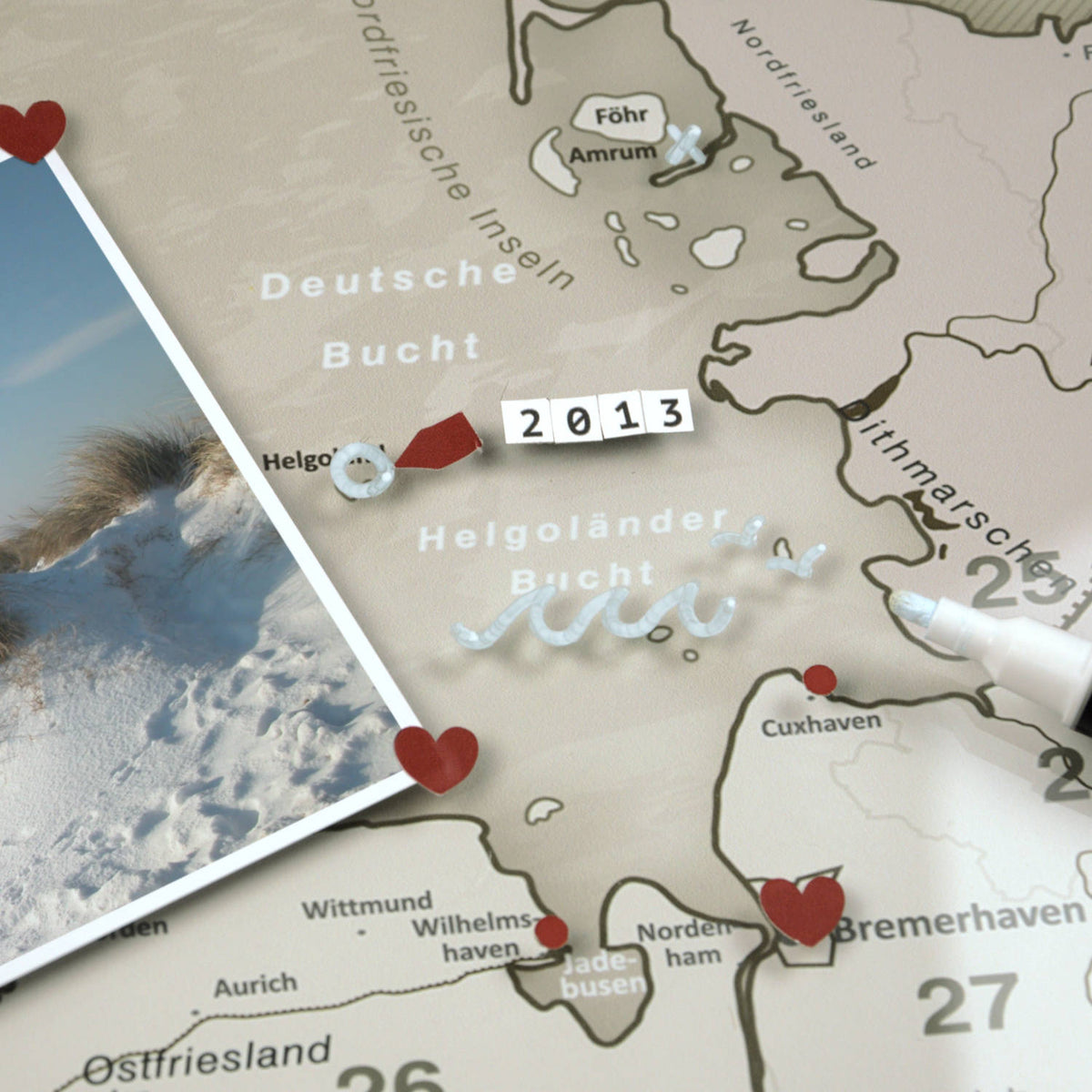 Magnetic glass picture - Germany map beige