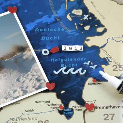 Magnetic Glass Picture - Germany Map Blue Ocean
