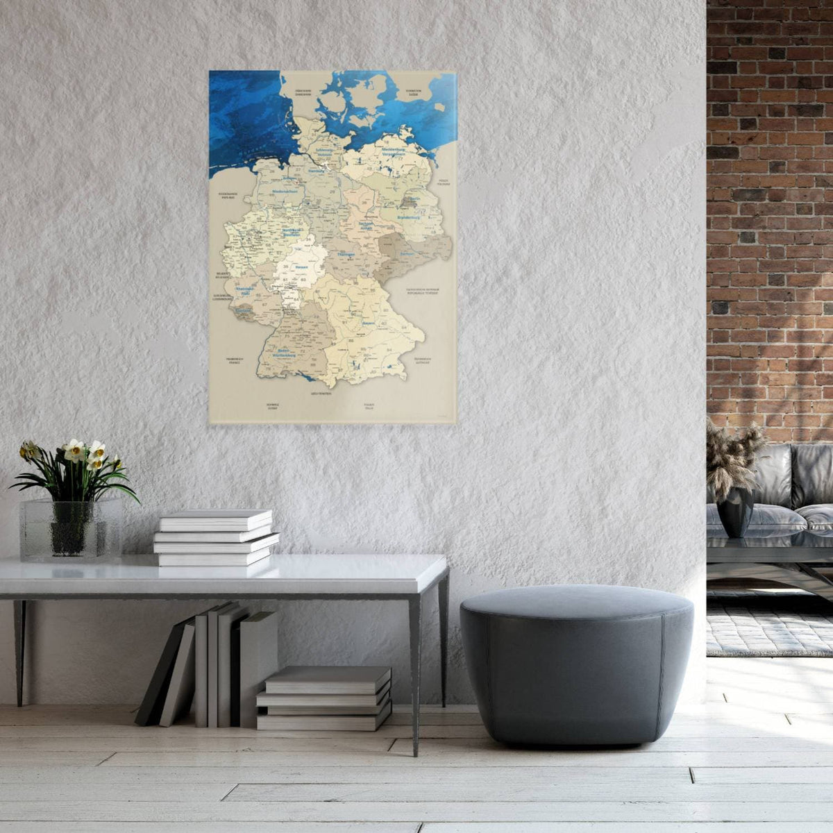 Magnetic Glass Picture - Germany Map Blue Ocean