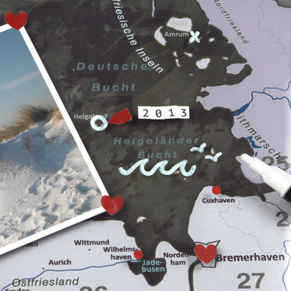 Magnetic Glass Picture - Germany Map Noble Gray