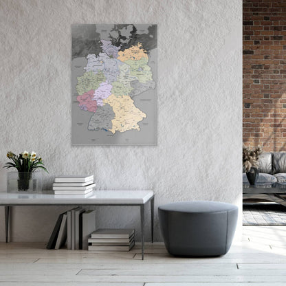 Magnetic Glass Picture - Germany Map Noble Gray
