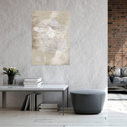 Magnetic Glass Picture - France Map Beige