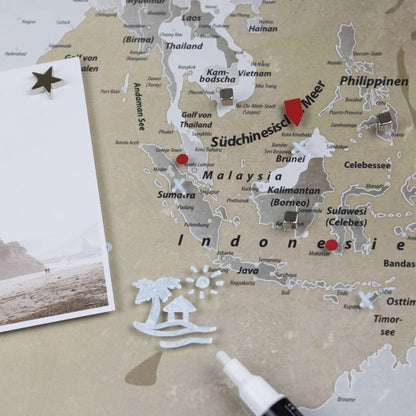 Magnetic Glass Picture - World Map Nature