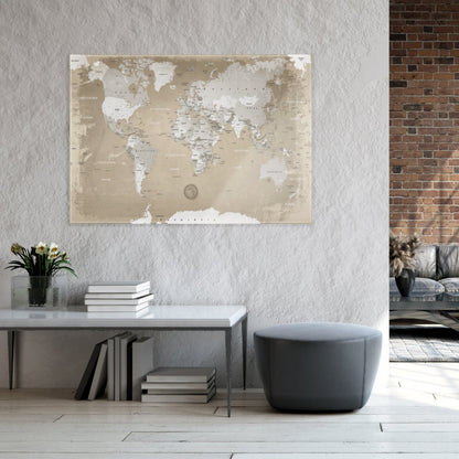 Magnetic Glass Picture - World Map Nature
