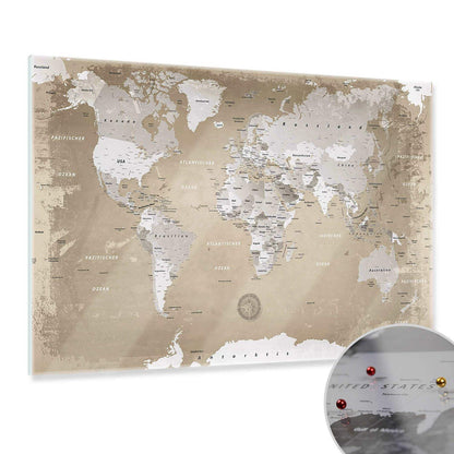 Magnetic Glass Picture - World Map Nature