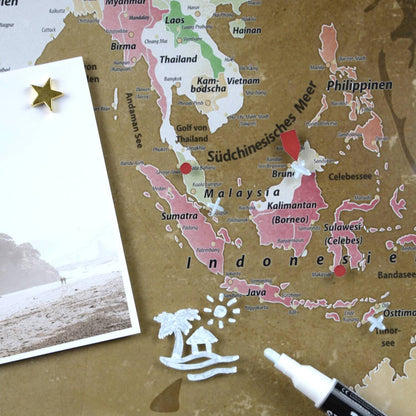 Magnetic Glass Picture - World Map Oldstyle